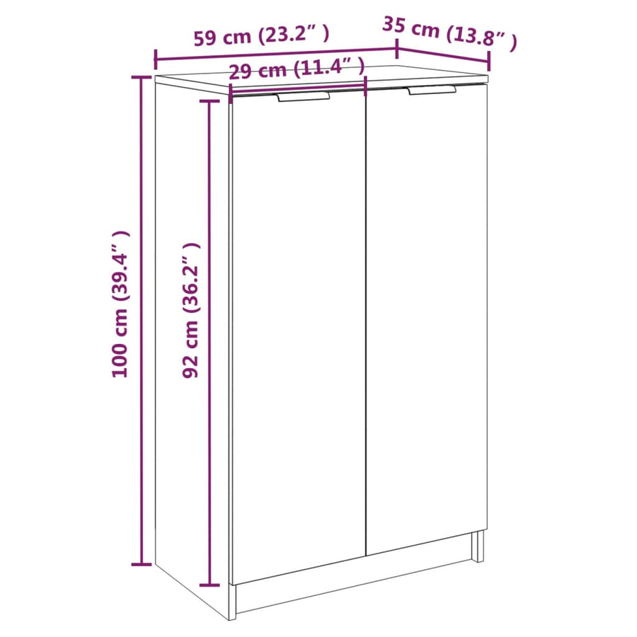 Schoenenkast 59X35X00 Cm Bewerkt Hout Kleurig Gerookt eiken