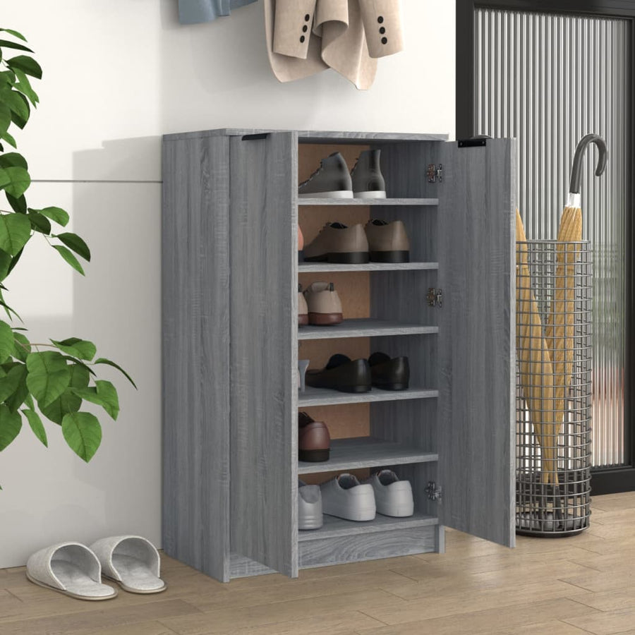 Schoenenkast 59X35X00 Cm Bewerkt Hout Eikenkleur Grijs sonoma
