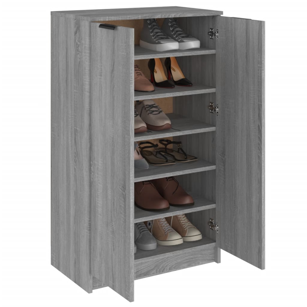 Schoenenkast 59X35X00 Cm Bewerkt Hout Eikenkleur Grijs sonoma