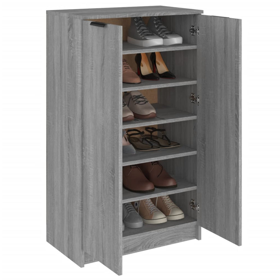Schoenenkast 59X35X00 Cm Bewerkt Hout Eikenkleur Grijs sonoma