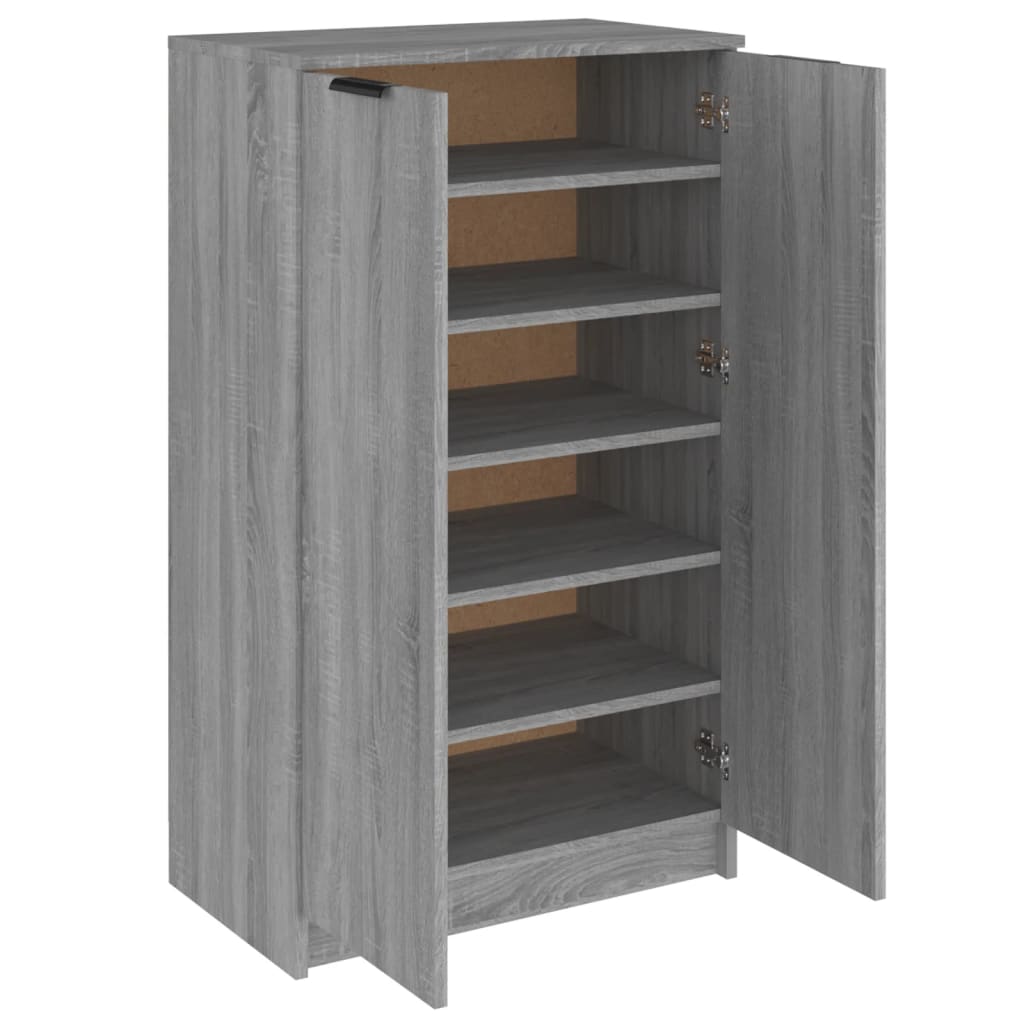 Schoenenkast 59X35X00 Cm Bewerkt Hout Eikenkleur Grijs sonoma