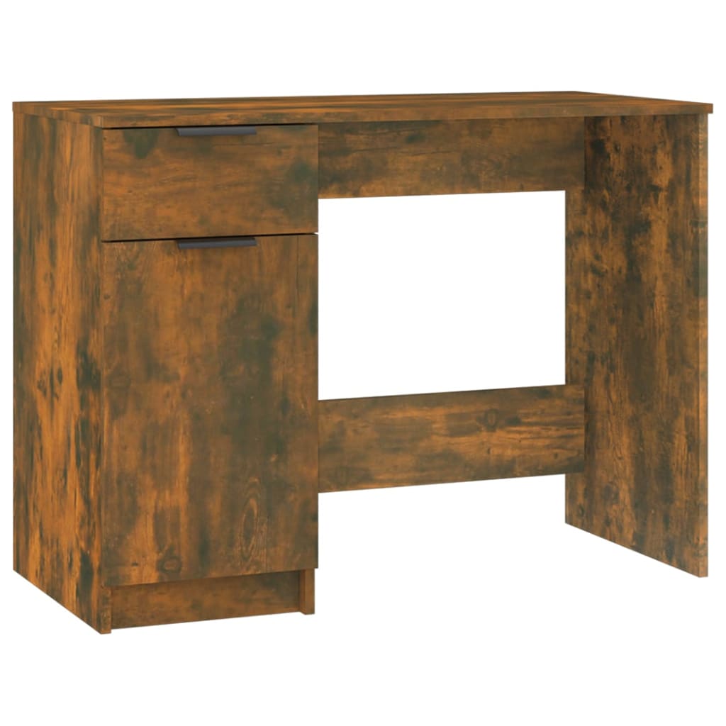 Bureau 100X50X75 Cm Bewerkt Hout Gerookt Eikenkleurig
