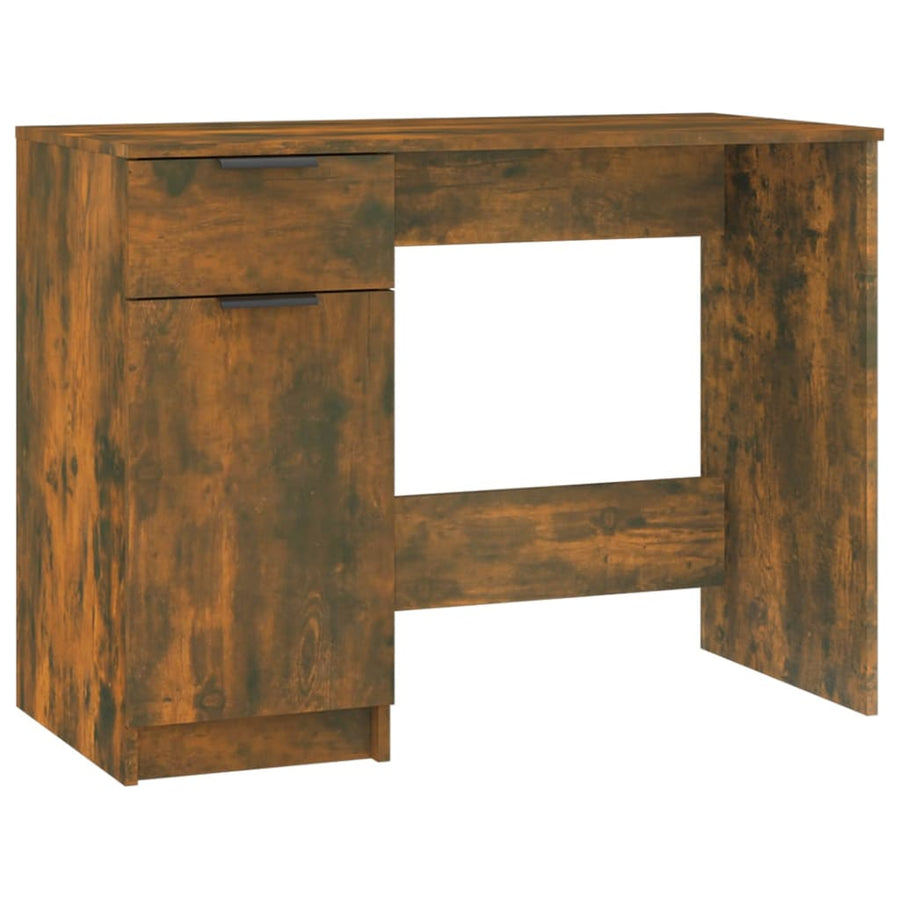 Bureau 100X50X75 Cm Bewerkt Hout Gerookt Eikenkleurig
