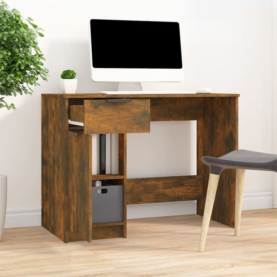 Bureau 100X50X75 Cm Bewerkt Hout Gerookt Eikenkleurig