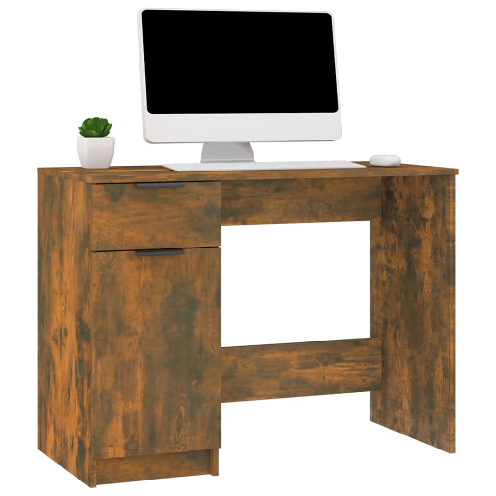 Bureau 100X50X75 Cm Bewerkt Hout Gerookt Eikenkleurig