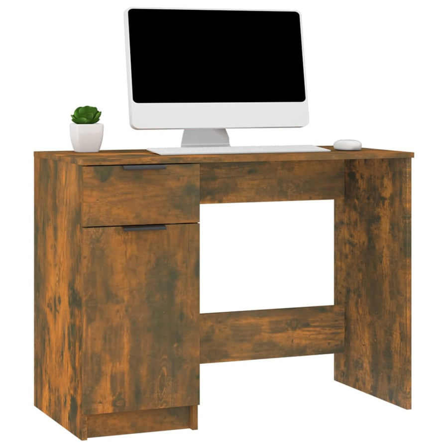 Bureau 100X50X75 Cm Bewerkt Hout Gerookt Eikenkleurig