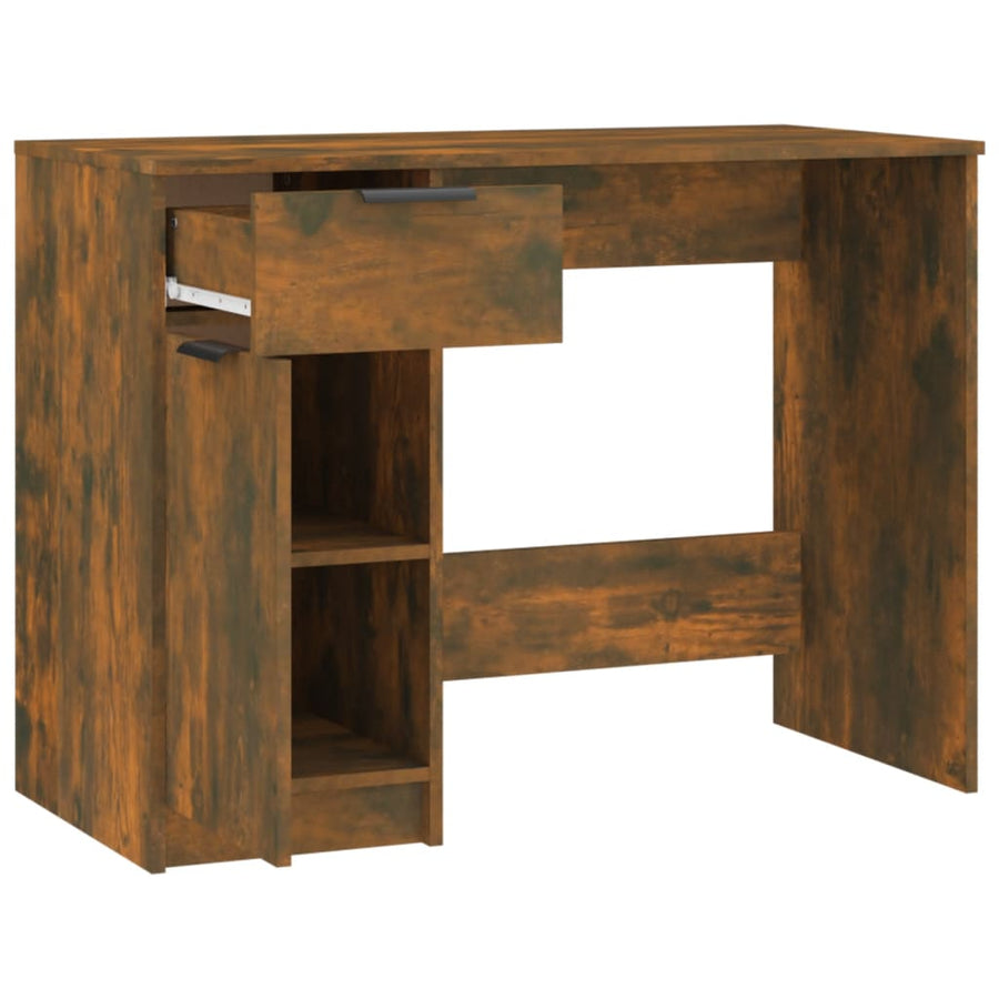 Bureau 100X50X75 Cm Bewerkt Hout Gerookt Eikenkleurig