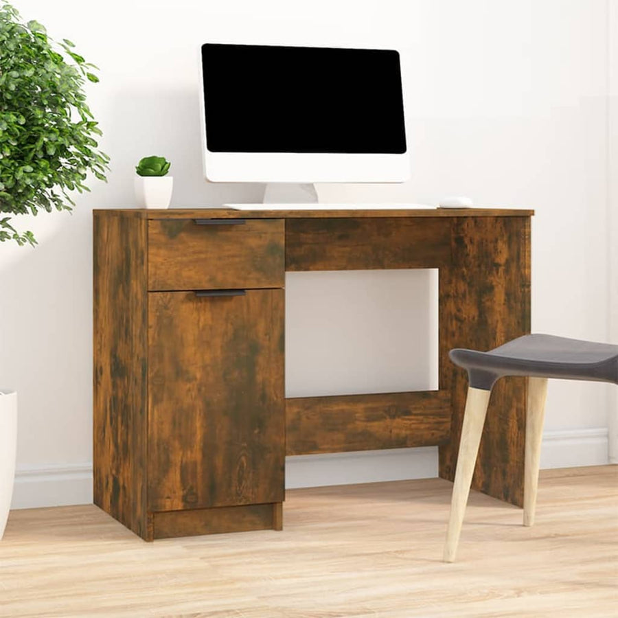 Bureau 100X50X75 Cm Bewerkt Hout Gerookt Eikenkleurig