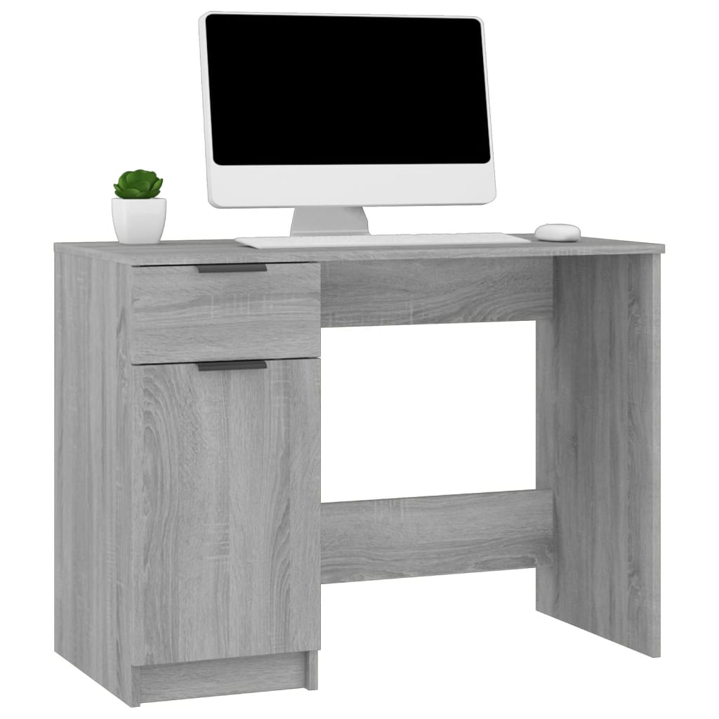 Bureau 100X50X75 Cm Bewerkt Hout Grijs Sonoma Eikenkleurig