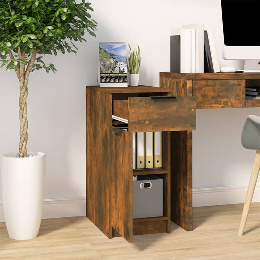 Bureaukast 33,5X50X75 Cm Bewerkt Hout Gerookt Eikenkleurig