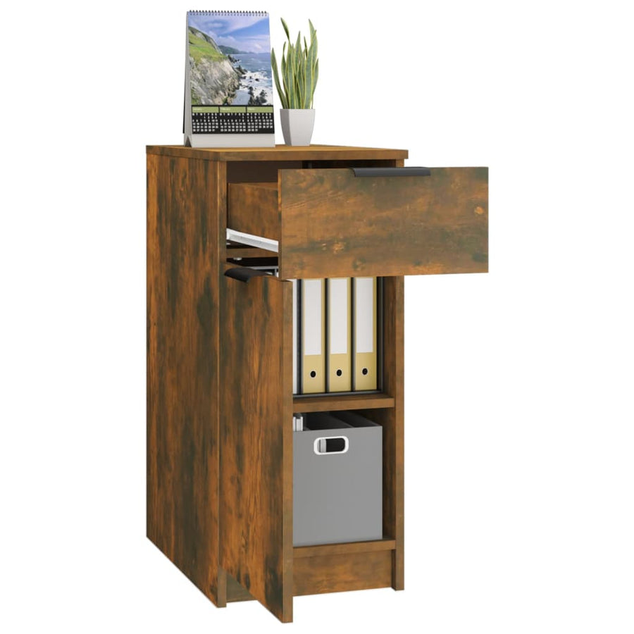Bureaukast 33,5X50X75 Cm Bewerkt Hout Gerookt Eikenkleurig