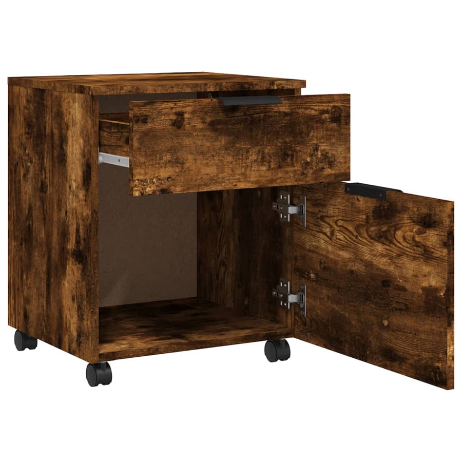 Dossierkast Verrijdbaar 45X38X54 Cm Bewerkt Hout Gerookt Eiken