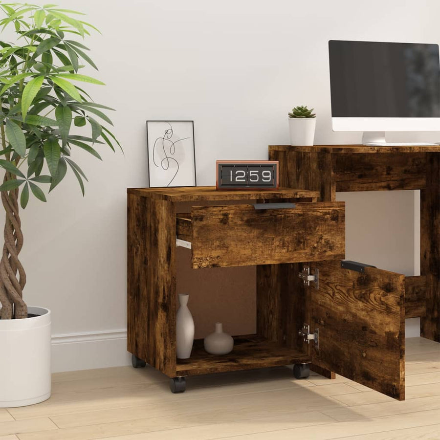 Dossierkast Verrijdbaar 45X38X54 Cm Bewerkt Hout Gerookt Eiken