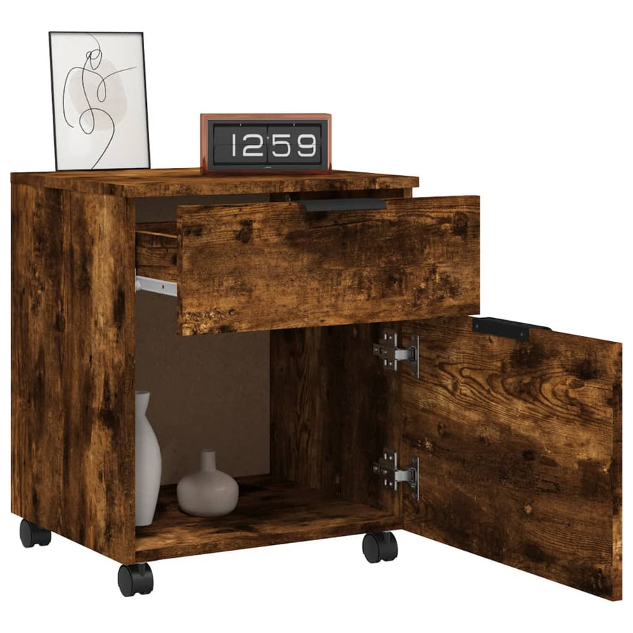 Dossierkast Verrijdbaar 45X38X54 Cm Bewerkt Hout Gerookt Eiken