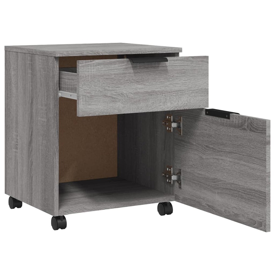 Dossierkast Verrijdbaar 45X38X54 Cm Bewerkt Hout Grijs Sonoma