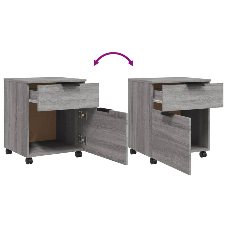 Dossierkast Verrijdbaar 45X38X54 Cm Bewerkt Hout Grijs Sonoma