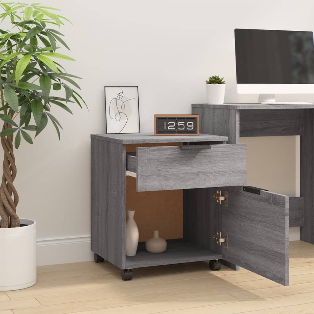 Dossierkast Verrijdbaar 45X38X54 Cm Bewerkt Hout Grijs Sonoma