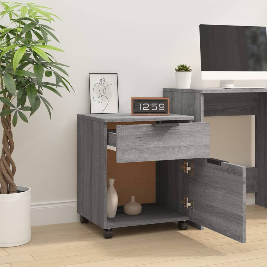 Dossierkast Verrijdbaar 45X38X54 Cm Bewerkt Hout Grijs Sonoma