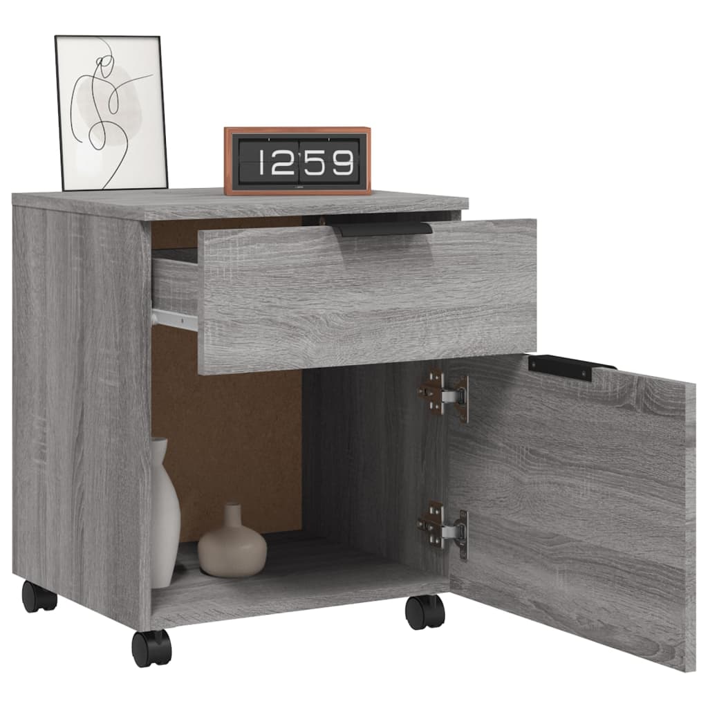 Dossierkast Verrijdbaar 45X38X54 Cm Bewerkt Hout Grijs Sonoma