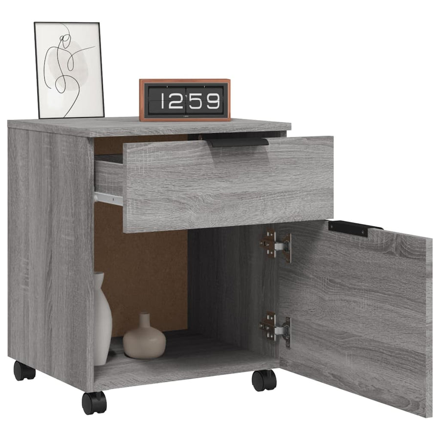 Dossierkast Verrijdbaar 45X38X54 Cm Bewerkt Hout Grijs Sonoma