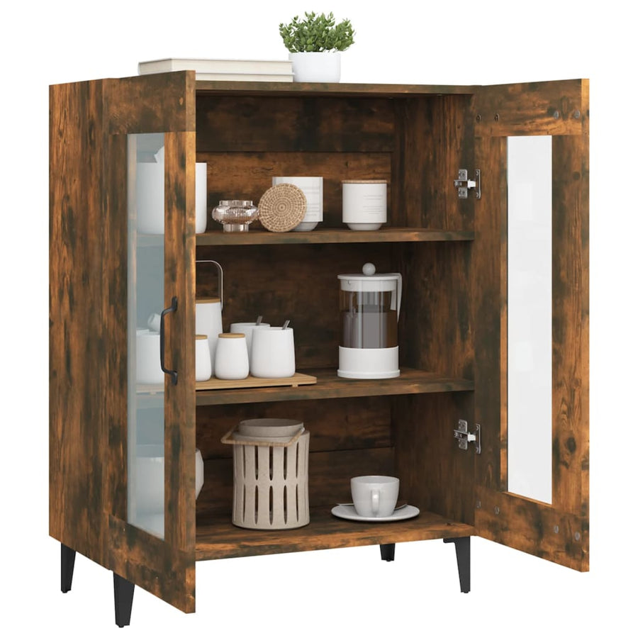 Dressoir 69,5X34X90 Cm Bewerkt Hout Gerookt Eikenkleurig