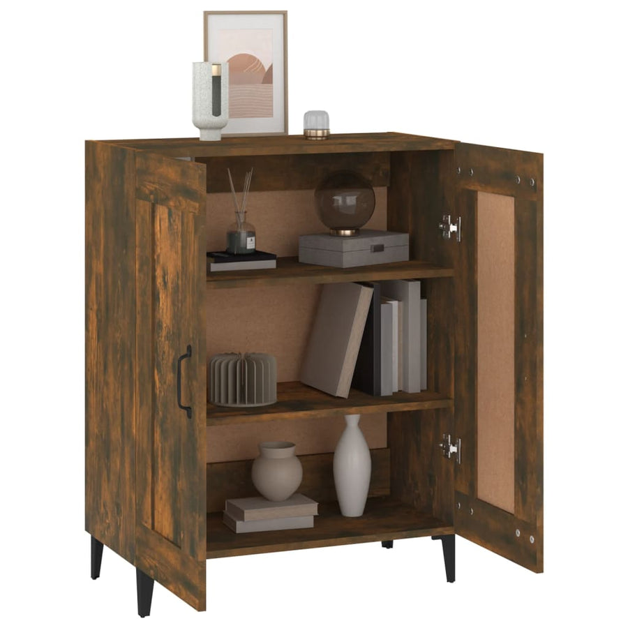 Dressoir 69,5X34X90 Cm Bewerkt Hout Gerookt Eikenkleurig