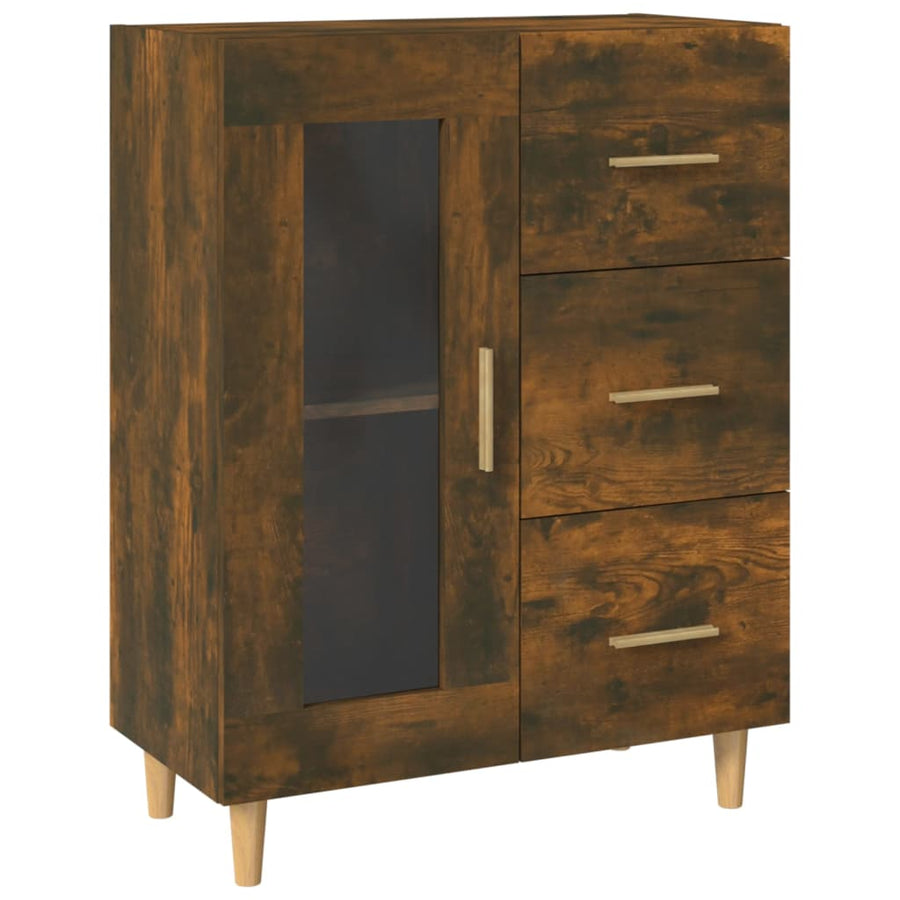 Dressoir 69,5X34X90 Cm Bewerkt Hout Gerookt Eikenkleurig