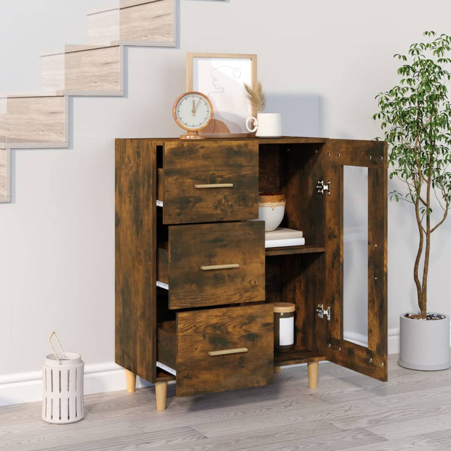 Dressoir 69,5X34X90 Cm Bewerkt Hout Gerookt Eikenkleurig