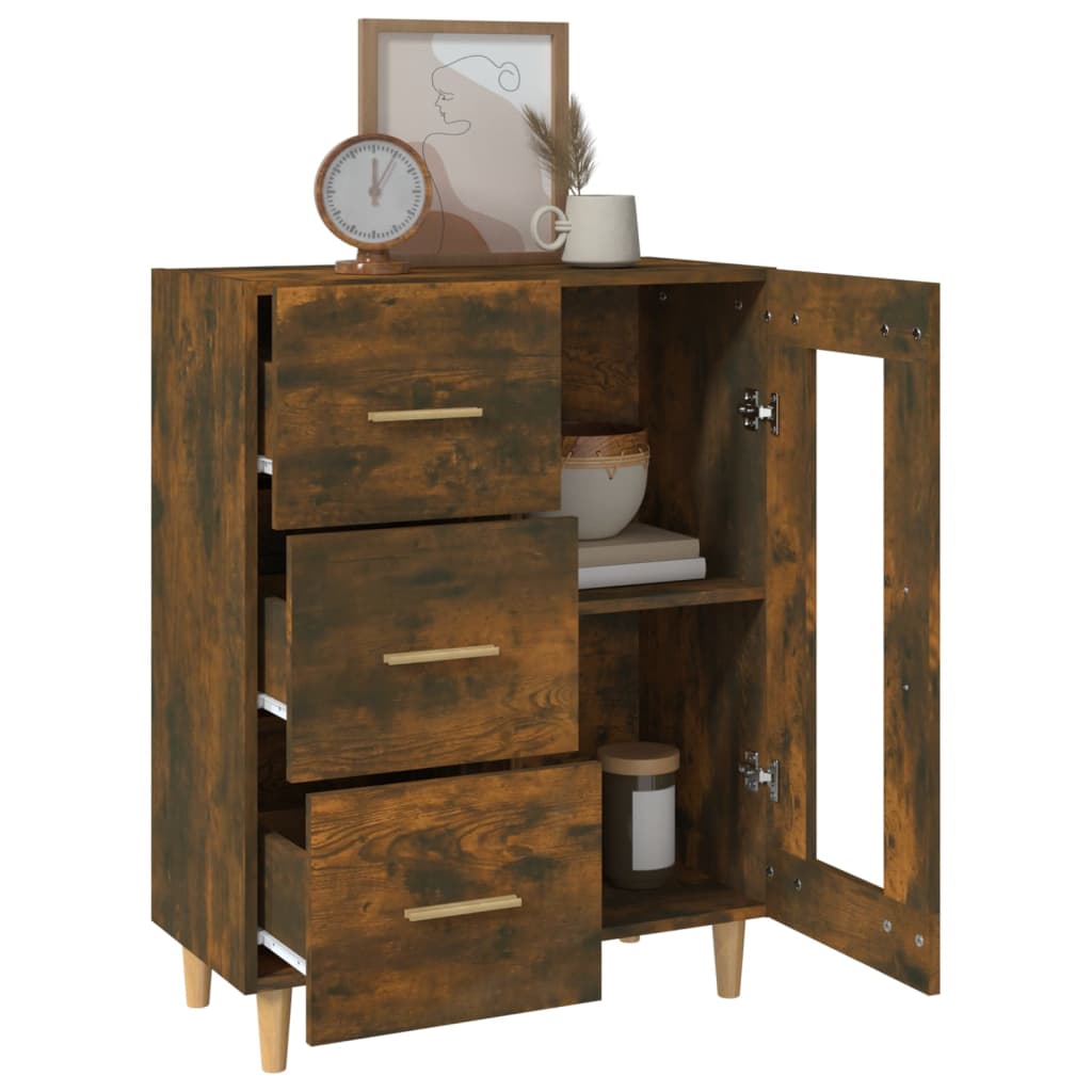 Dressoir 69,5X34X90 Cm Bewerkt Hout Gerookt Eikenkleurig