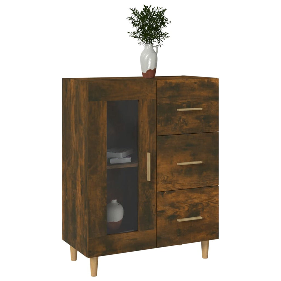 Dressoir 69,5X34X90 Cm Bewerkt Hout Gerookt Eikenkleurig