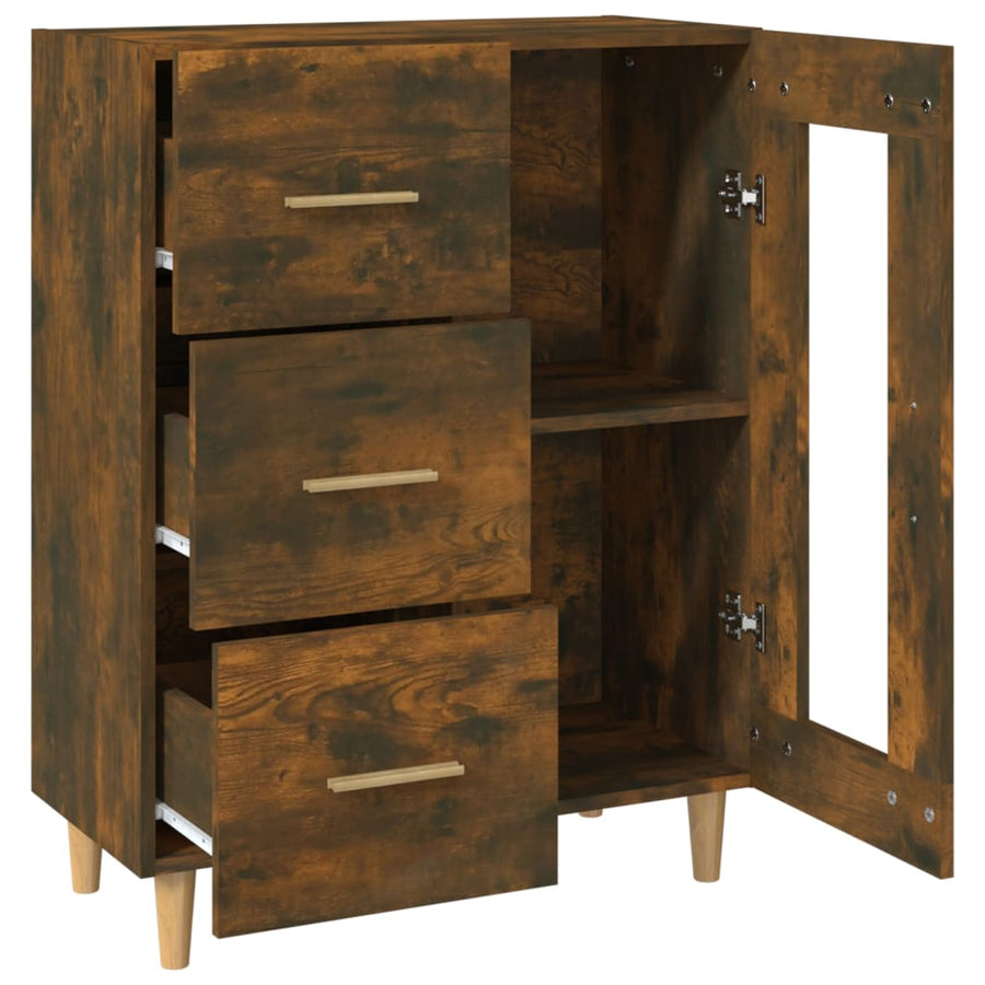 Dressoir 69,5X34X90 Cm Bewerkt Hout Gerookt Eikenkleurig