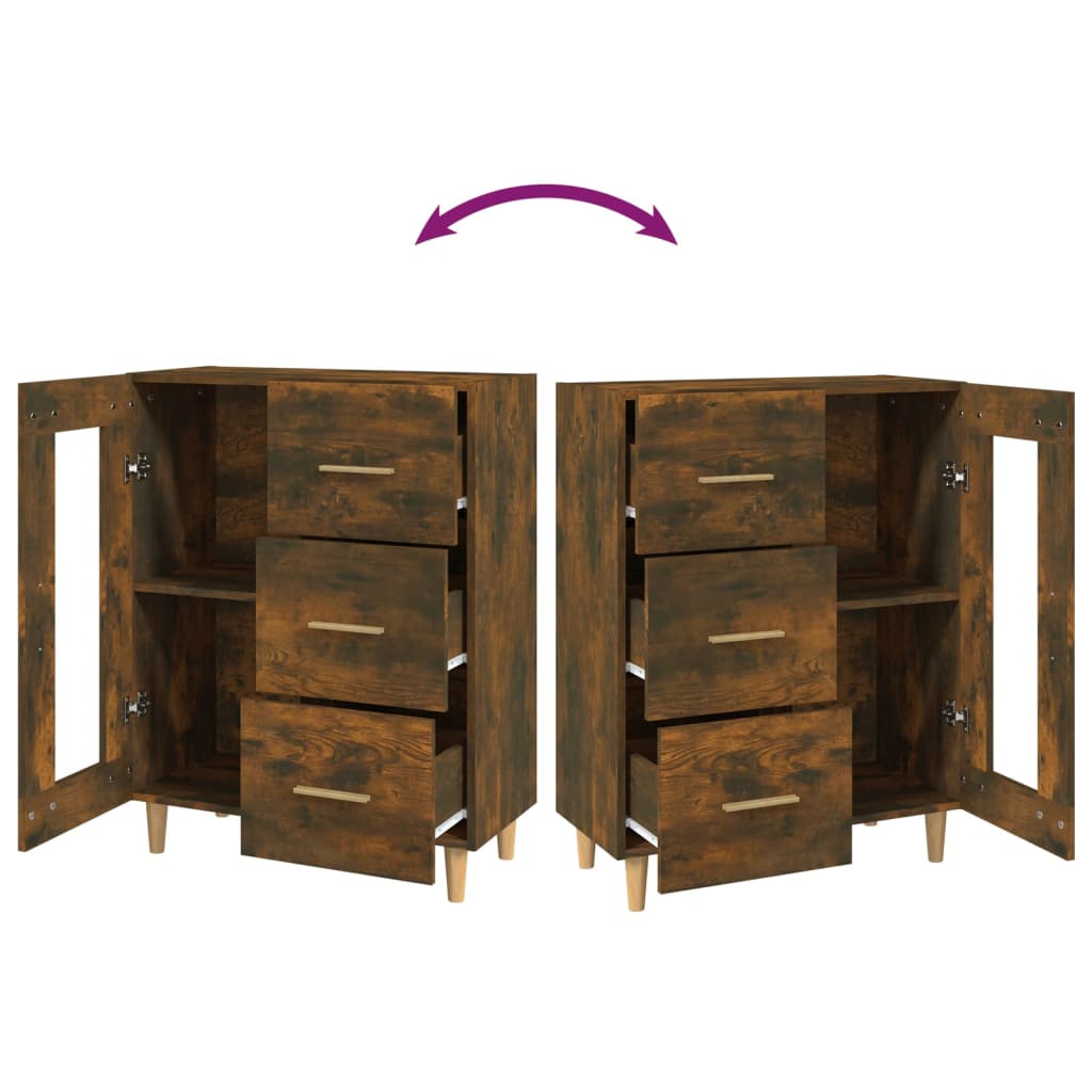 Dressoir 69,5X34X90 Cm Bewerkt Hout Gerookt Eikenkleurig
