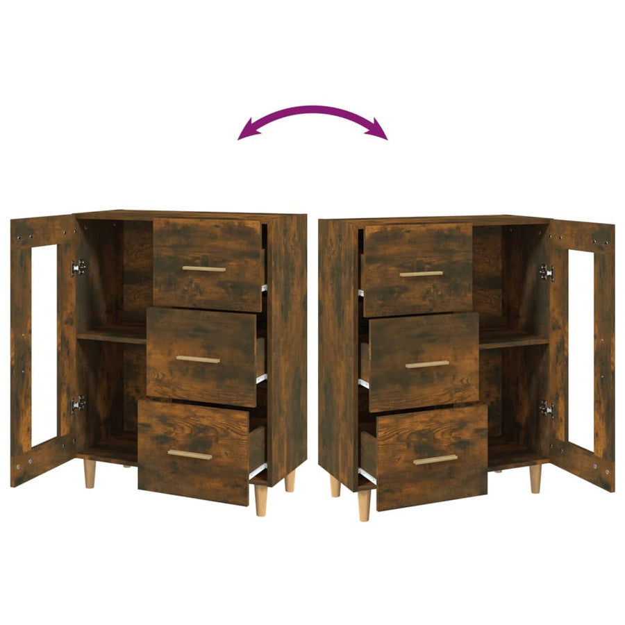 Dressoir 69,5X34X90 Cm Bewerkt Hout Gerookt Eikenkleurig