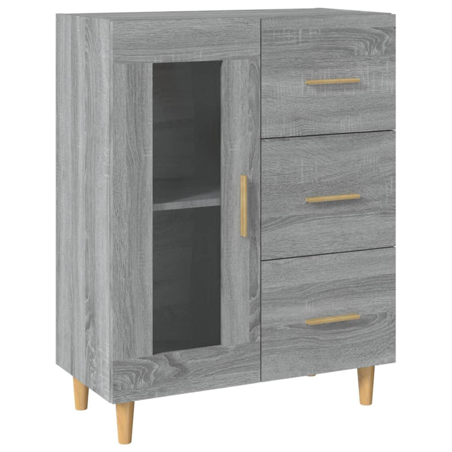 Dressoir 69,5X34X90 Cm Bewerkt Hout Eikenkleurig Grijs sonoma