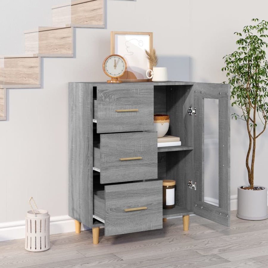 Dressoir 69,5X34X90 Cm Bewerkt Hout Eikenkleurig Grijs sonoma
