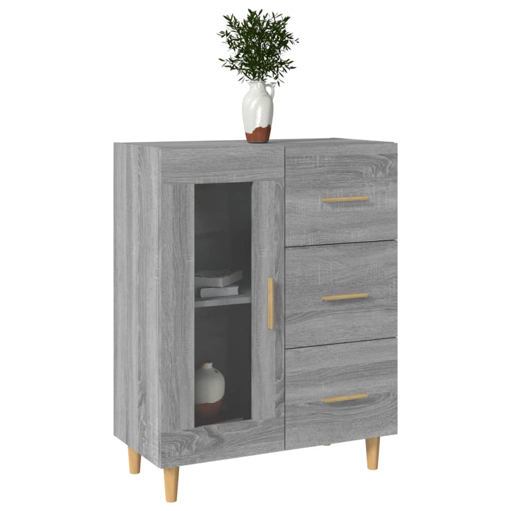 Dressoir 69,5X34X90 Cm Bewerkt Hout Eikenkleurig Grijs sonoma