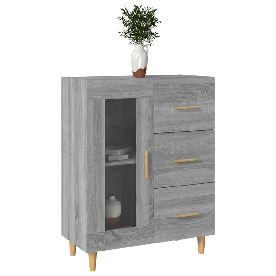 Dressoir 69,5X34X90 Cm Bewerkt Hout Eikenkleurig Grijs sonoma