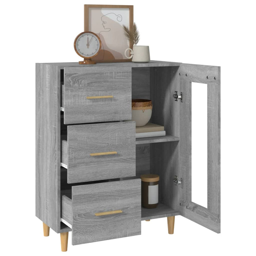 Dressoir 69,5X34X90 Cm Bewerkt Hout Eikenkleurig Grijs sonoma