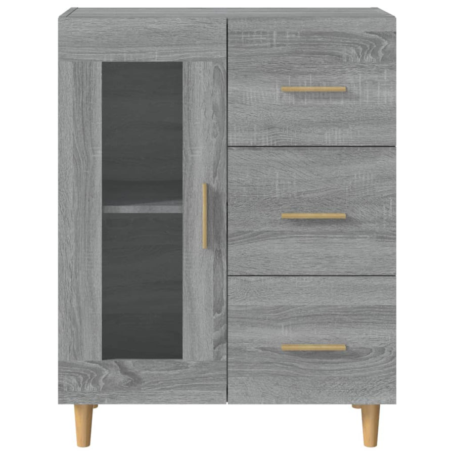 Dressoir 69,5X34X90 Cm Bewerkt Hout Eikenkleurig Grijs sonoma