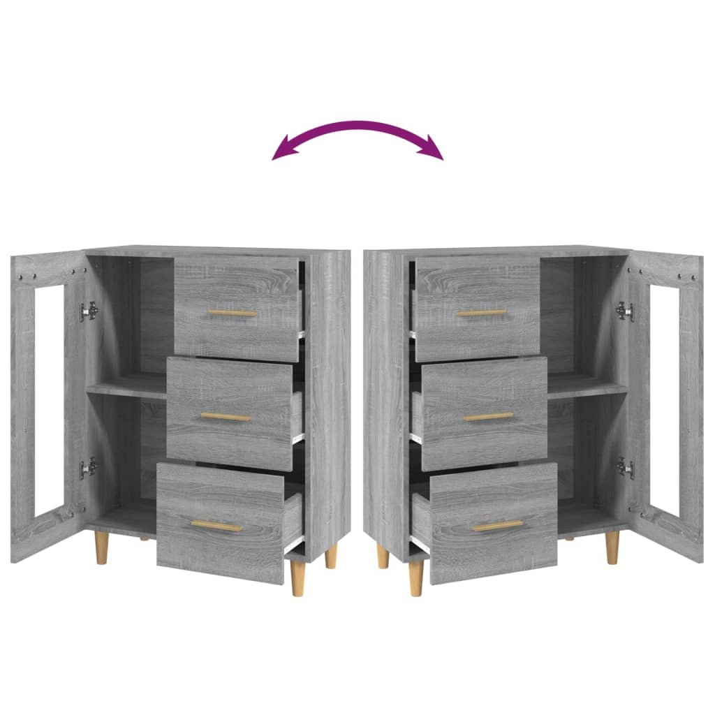 Dressoir 69,5X34X90 Cm Bewerkt Hout Eikenkleurig Grijs sonoma