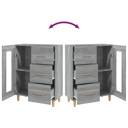 Dressoir 69,5X34X90 Cm Bewerkt Hout Eikenkleurig Grijs sonoma
