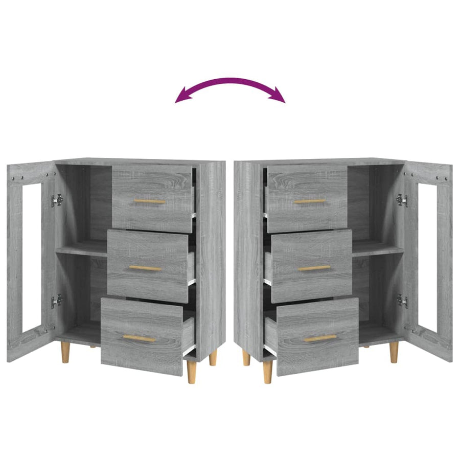 Dressoir 69,5X34X90 Cm Bewerkt Hout Eikenkleurig Grijs sonoma