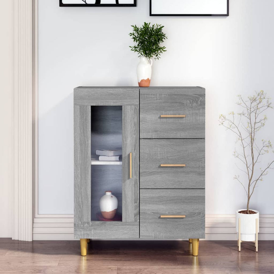 Dressoir 69,5X34X90 Cm Bewerkt Hout Eikenkleurig Grijs sonoma