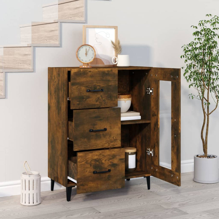 Dressoir 69,5X34X90 Cm Bewerkt Hout Gerookt Eikenkleurig 1