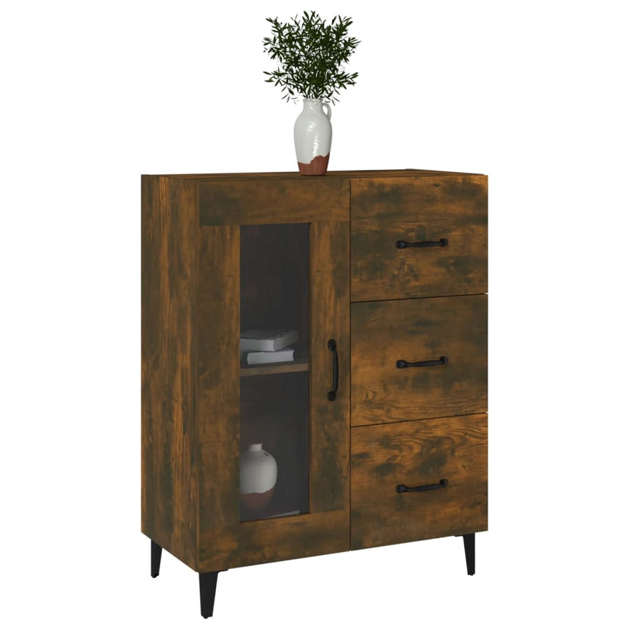 Dressoir 69,5X34X90 Cm Bewerkt Hout Gerookt Eikenkleurig 1