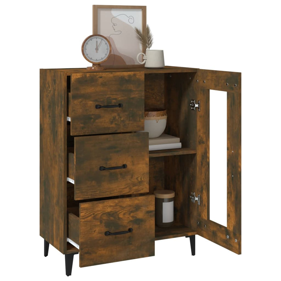 Dressoir 69,5X34X90 Cm Bewerkt Hout Gerookt Eikenkleurig 1