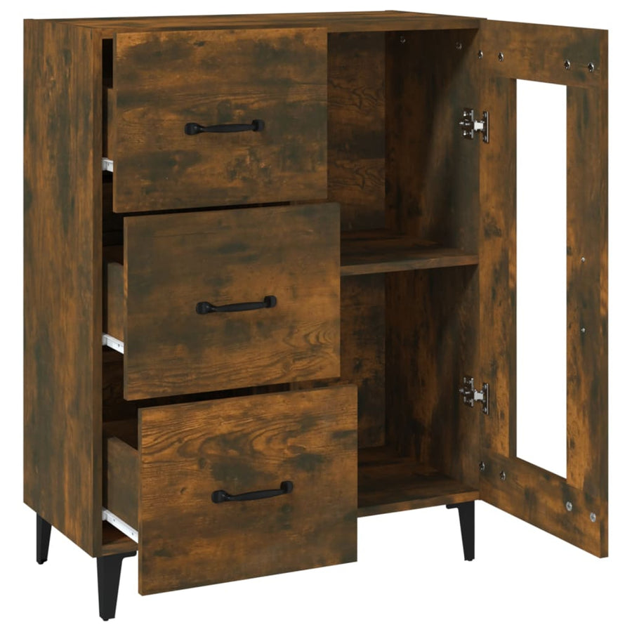 Dressoir 69,5X34X90 Cm Bewerkt Hout Gerookt Eikenkleurig 1