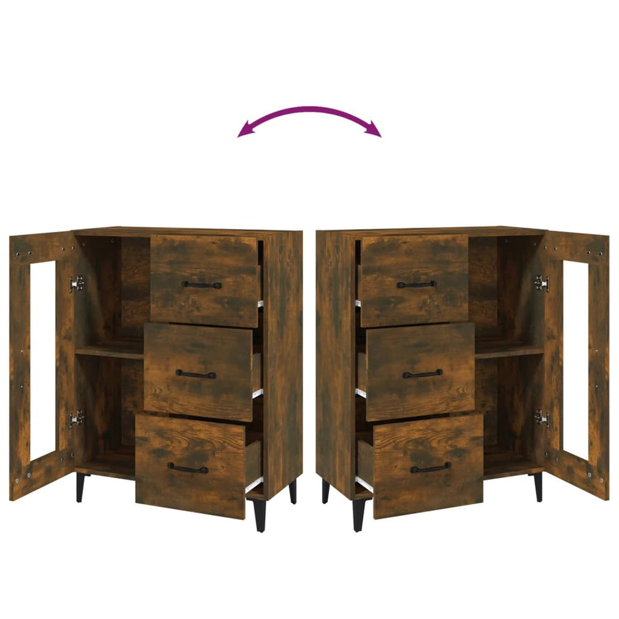 Dressoir 69,5X34X90 Cm Bewerkt Hout Gerookt Eikenkleurig 1