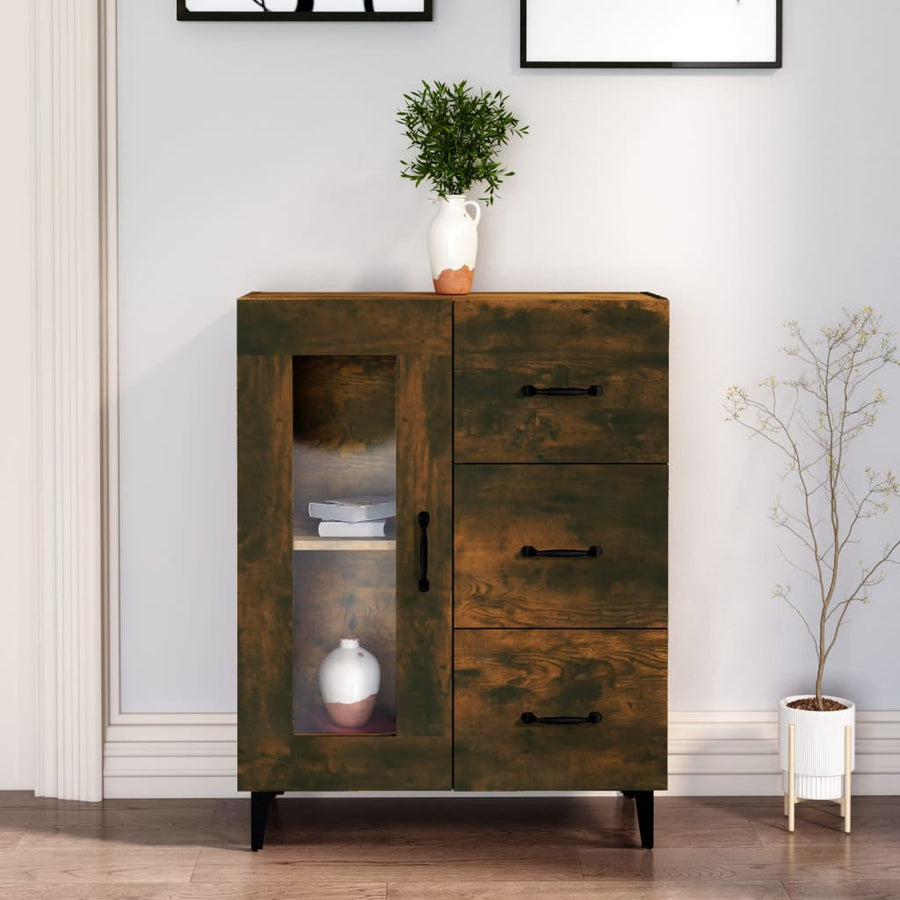 Dressoir 69,5X34X90 Cm Bewerkt Hout Gerookt Eikenkleurig 1