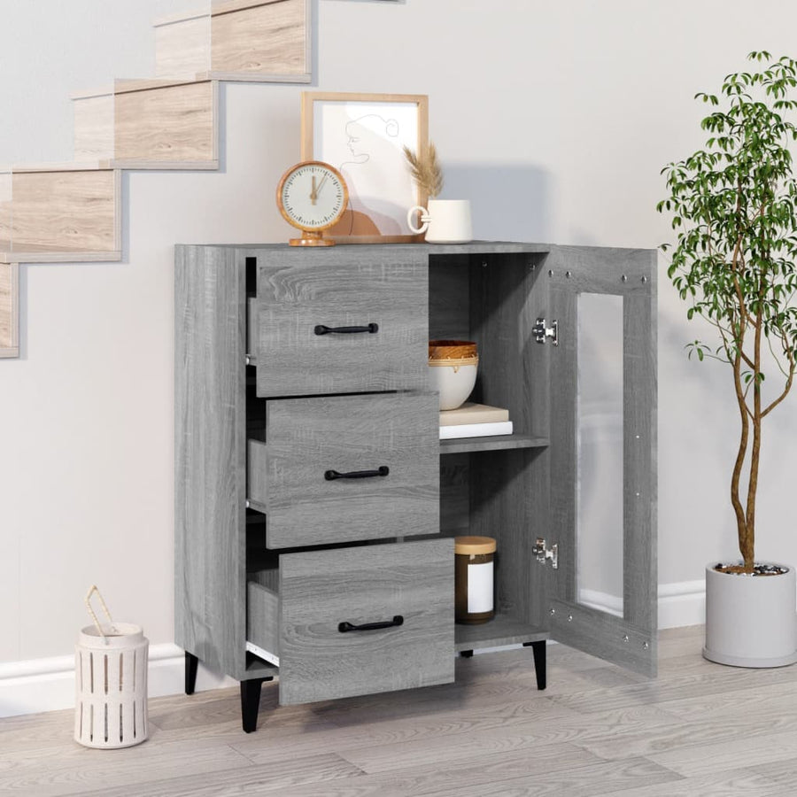 Dressoir 69,5X34X90 Cm Bewerkt Hout Grijs Sonoma Eikenkleurig 1